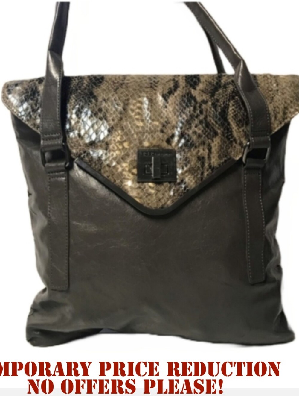 BCBGENERATION GRAY FAUX LEATHER SHOULDER BAG